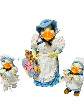 Rare Vintage Clothtique Possibly Dream Mother Duck With Kids Set Of 3 lg is 10in